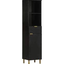 Meubelsets*vidaXL Badkamerkast 38x33x160 cm massief mangohout zwart