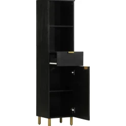 Meubelsets*vidaXL Badkamerkast 38x33x160 cm massief mangohout zwart