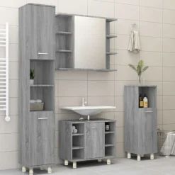 Badkamerkast 30x30x95 cm bewerkt hout eikenkleurig><noscript><img width=
