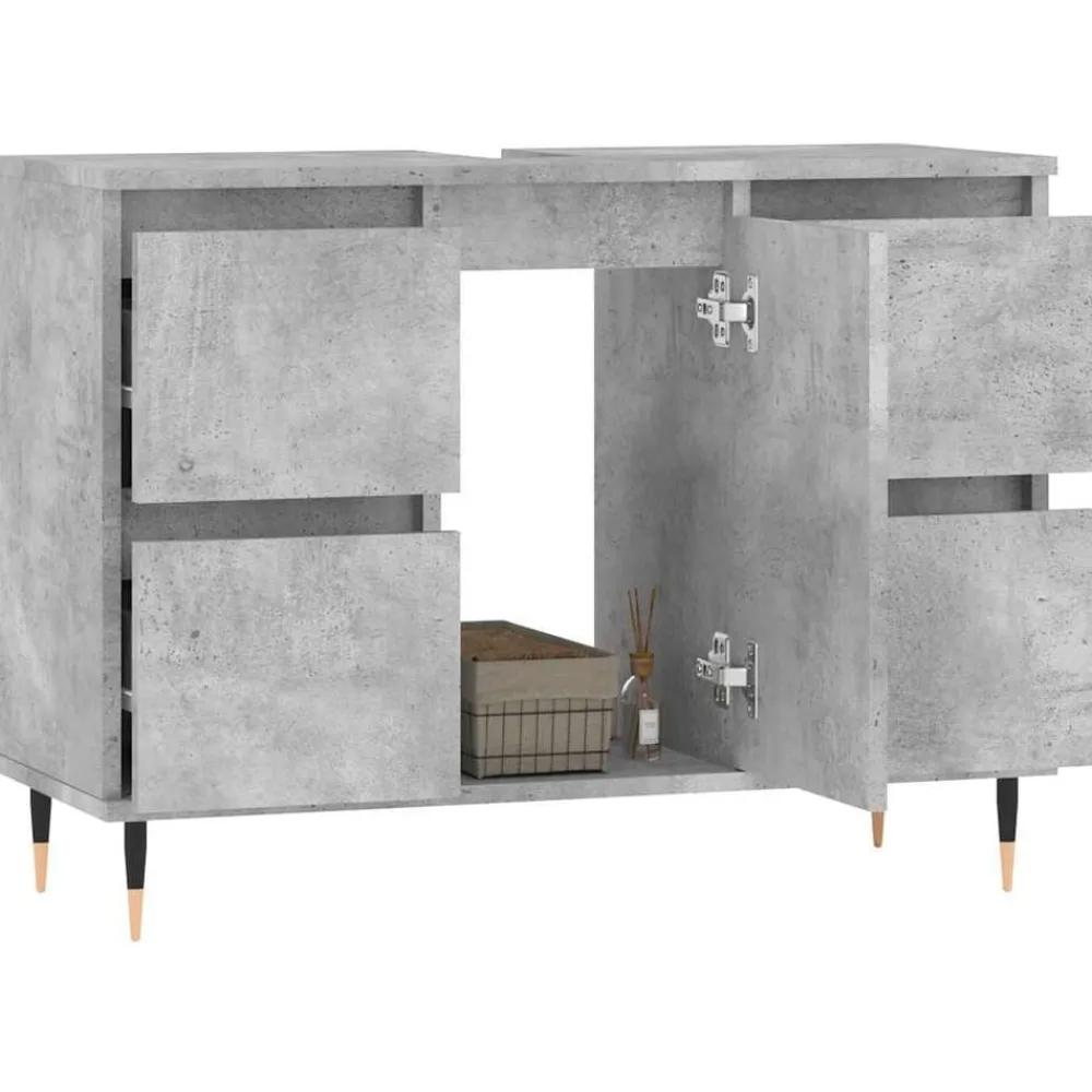Meubelsets*vidaXL Badkamerkast 80x33x60 cm bewerkt hout Betongrijs