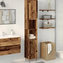Badkamerkast 30x30x190 cm bewerkt hout kleurig><noscript><img width=
