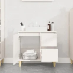 Kasten & Opbergmeubelen*vidaXL Badkamerkast 65x33x60 cm bewerkt hout Wit