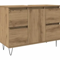 Meubelsets*vidaXL Badkamerkast 80x33x60 cm bewerkt hout artisanaal eikenkleurig