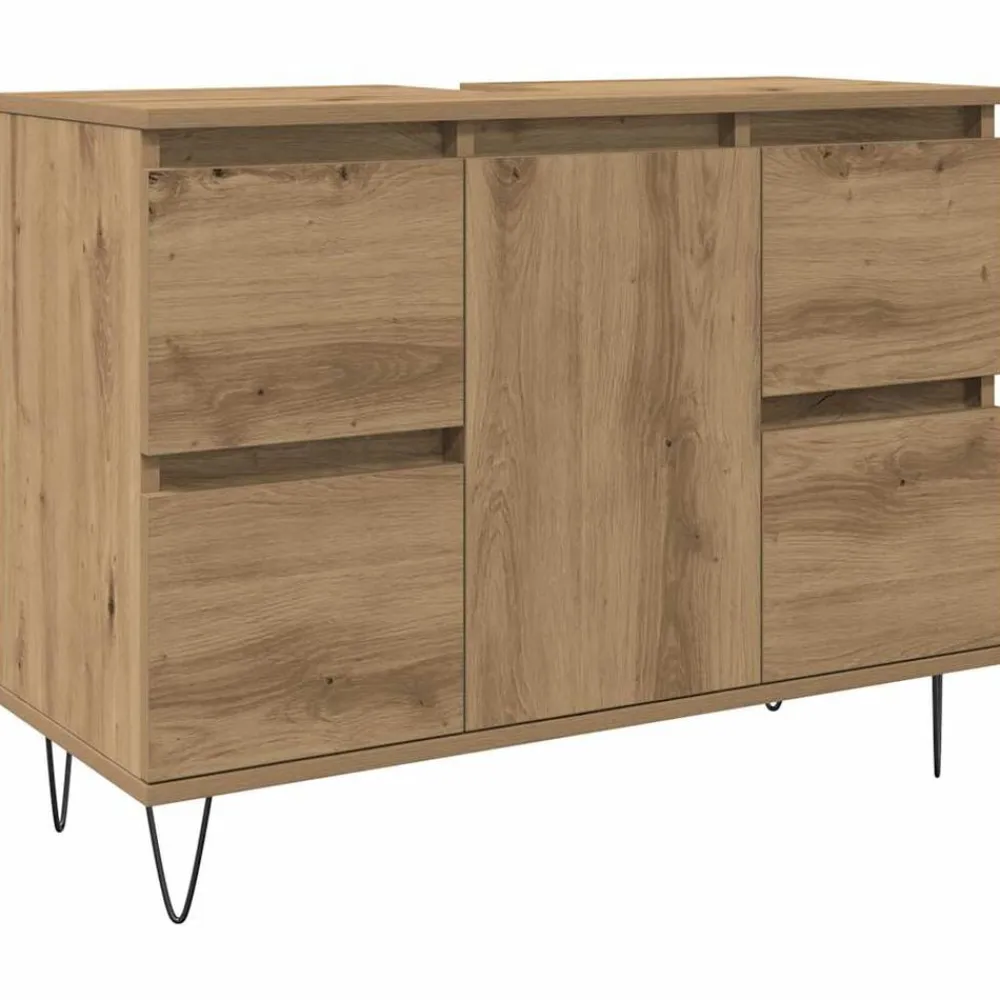 Meubelsets*vidaXL Badkamerkast 80x33x60 cm bewerkt hout artisanaal eikenkleurig