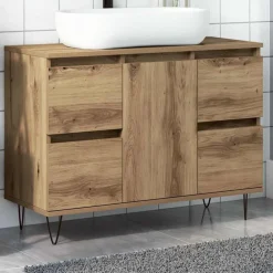 Meubelsets*vidaXL Badkamerkast 80x33x60 cm bewerkt hout artisanaal eikenkleurig