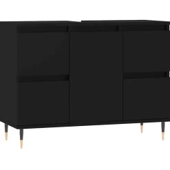 Meubelsets*vidaXL Badkamerkast 80x33x60 cm bewerkt hout Zwart