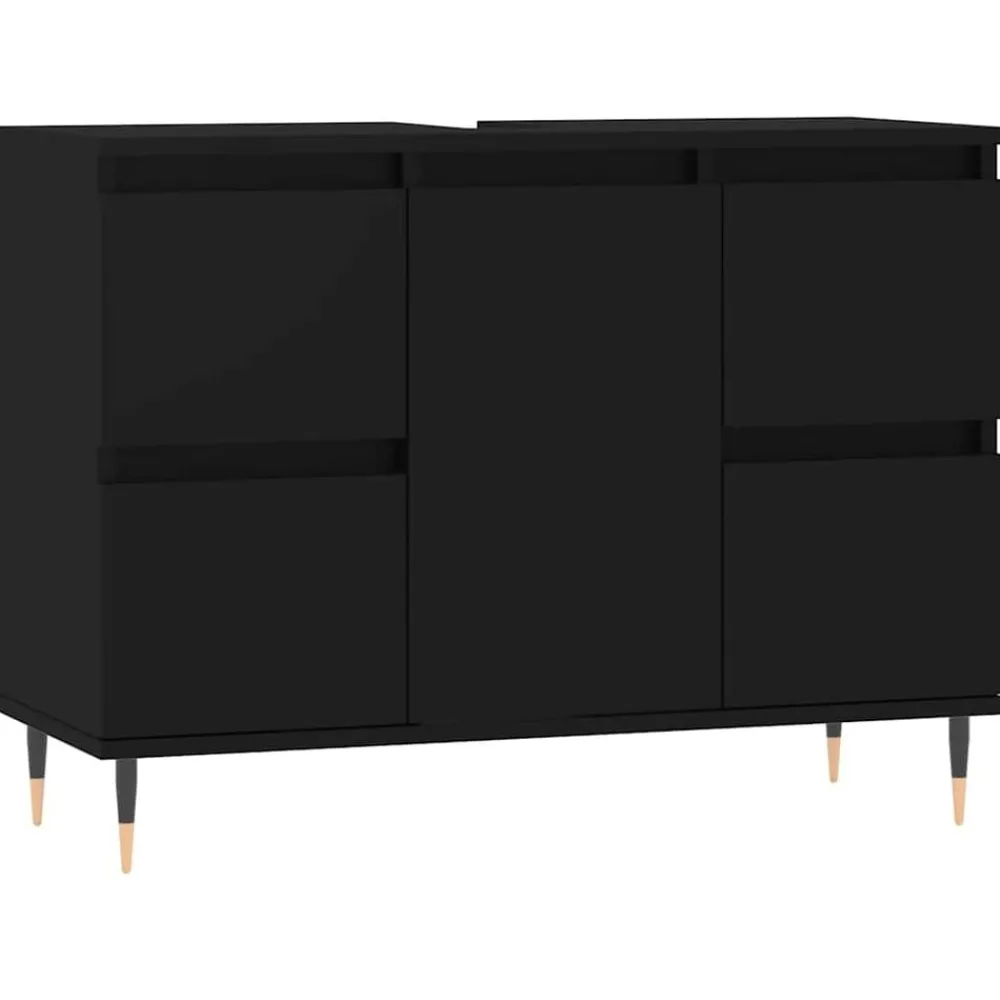 Meubelsets*vidaXL Badkamerkast 80x33x60 cm bewerkt hout Zwart