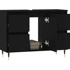 Meubelsets*vidaXL Badkamerkast 80x33x60 cm bewerkt hout Zwart