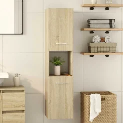 Kasten & Opbergmeubelen*vidaXL Badkamerkast 30x30x130 cm spaanplaat kleurig Sonoma eiken