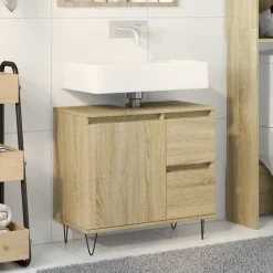 Badkamerkast 65x33x60 cm bewerkt hout kleurig>vidaXL Hot
