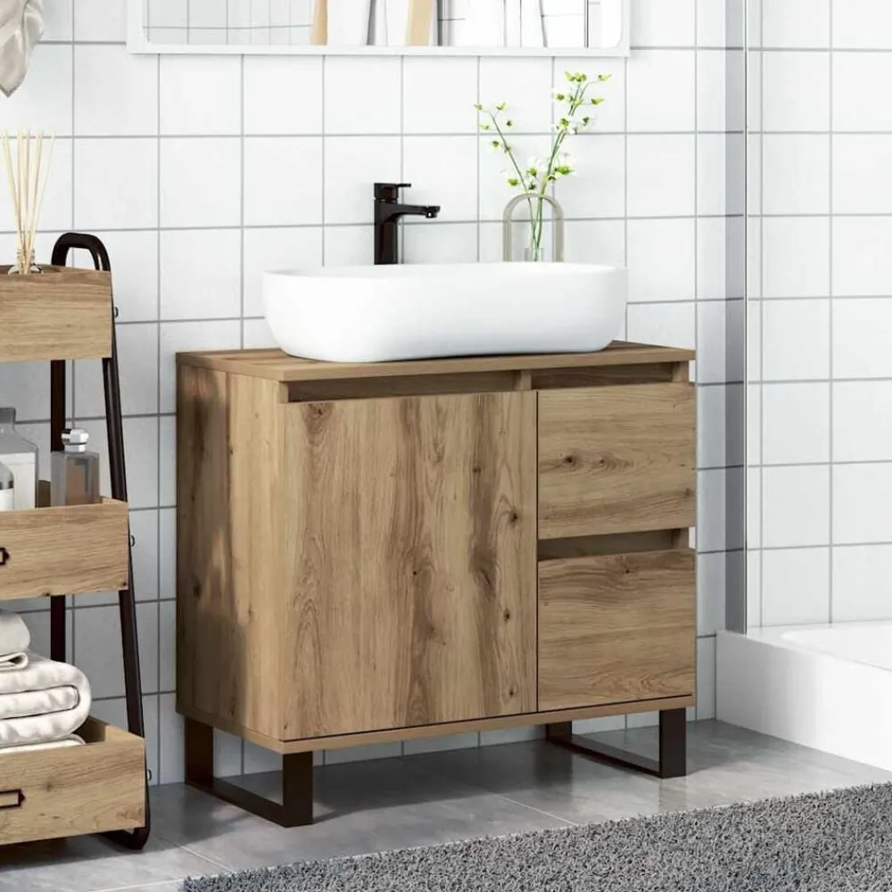 Badkamerkast 65x33x60 cm bewerkt hout>vidaXL Online
