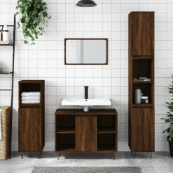 Badkamerkast 30x30x100 cm bewerkt hout>vidaXL