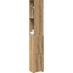 Badkamerkast 25x25x170 cm bewerkt hout>vidaXL Outlet