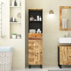Meubelsets*vidaXL Badkamerkast 38x33x160 cm massief mangohout Lichtbruin