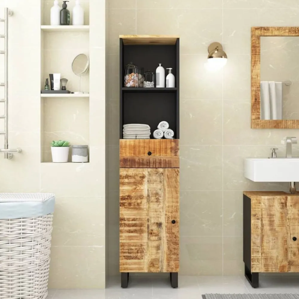 Meubelsets*vidaXL Badkamerkast 38x33x160 cm massief mangohout Lichtbruin
