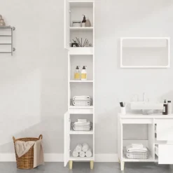 Kasten & Opbergmeubelen*vidaXL Badkamerkast 30x30x190 cm bewerkt hout Wit
