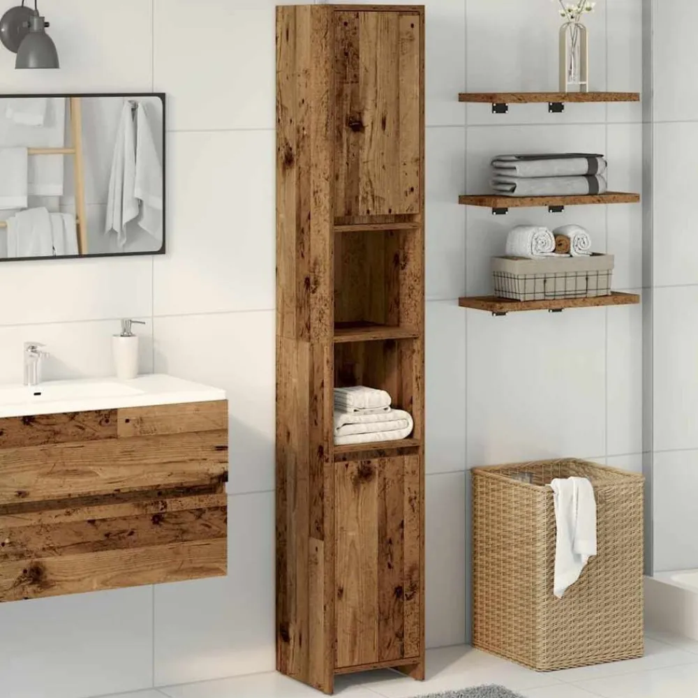 Meubelsets*vidaXL Badkamerkast 30x30x183,5 cm bewerkt hout kleurig Oud hout