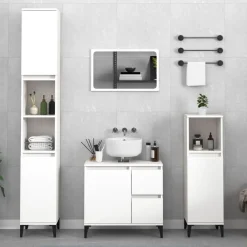 Kasten & Opbergmeubelen*vidaXL Badkamerkast 30x30x190 cm bewerkt hout Wit