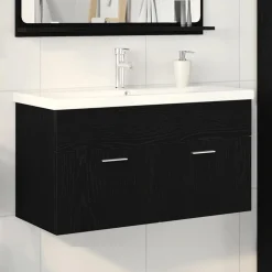 Meubelsets*vidaXL Badkamerkast 90 x 38,5 x 46 cm Bewerkt hout Zwart eiken
