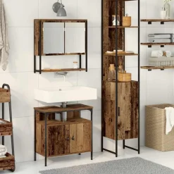 Badkamermeubelset met plank 3 pcs Bewerkt hout>vidaXL New