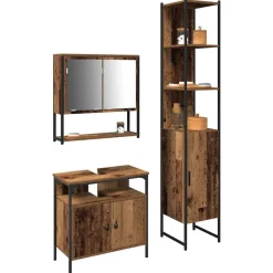 Badkamermeubelset met plank 3 pcs Bewerkt hout><noscript><img width=