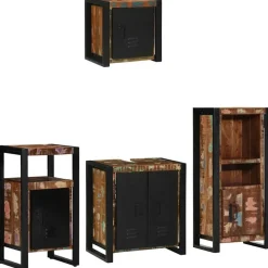 Badkamermeubelset met lade 4 pcs Massief Gerecycled Hout>vidaXL Hot
