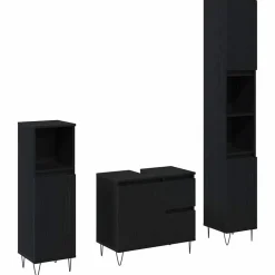 Meubelsets*vidaXL Badkamermeubelset met lade 3 pcs 30 x 30 x 190 cm Zwart eiken