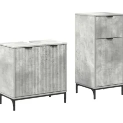 Badkamermeubelset 2 pcs Beton Grijs Geperst Hout en Metaal>vidaXL New