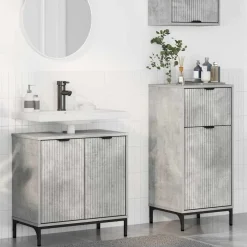 Badkamermeubelset 2 pcs Beton Grijs Geperst Hout en Metaal>vidaXL New