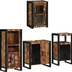 Meubelsets*vidaXL Badkamermeubelset 4 pcs Multikleur Massief gerecycled hout