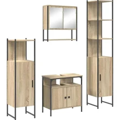Badkamermeubelset met plank 4 pcs Bewerkt hout>vidaXL Sale