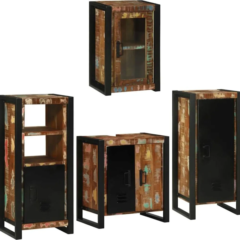 Meubelsets*vidaXL Badkamermeubelset 4 pcs Multikleur Massief gerecycled hout