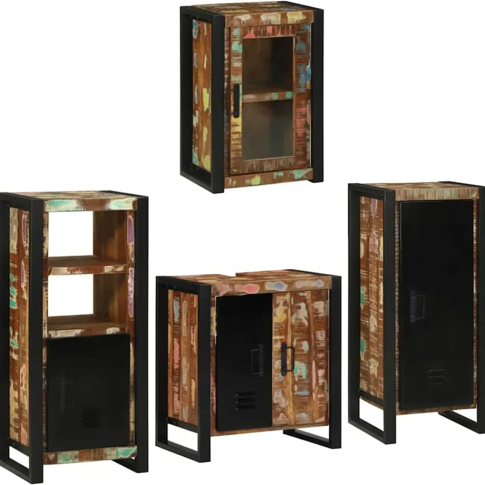Meubelsets*vidaXL Badkamermeubelset 4 pcs Multikleur Massief gerecycled hout