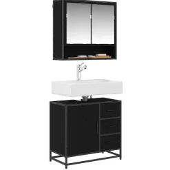 Meubelsets*vidaXL Badkamermeubelset met lade 2 pcs Bewerkt hout Zwart eiken