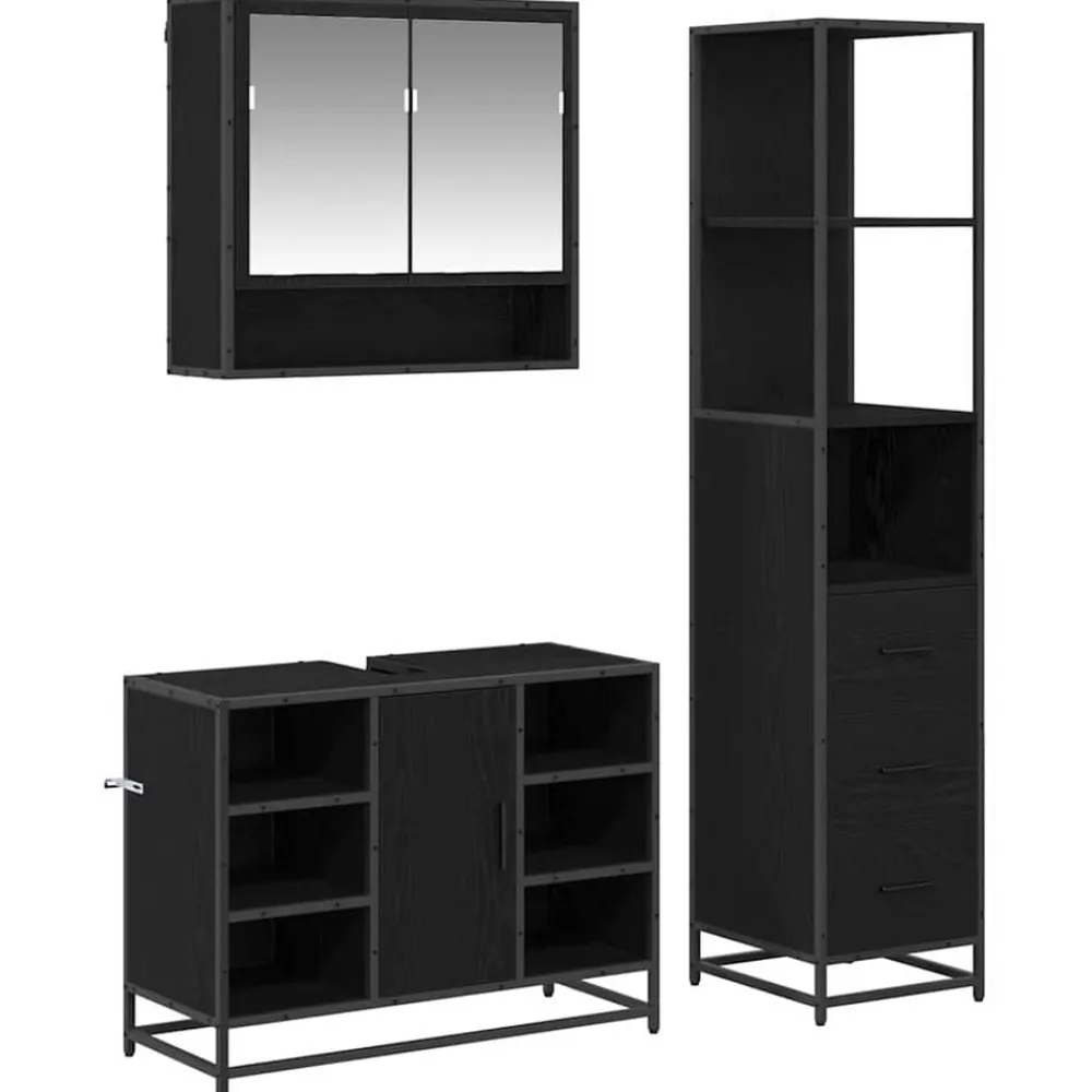Badkamermeubelset met lade 3 pcs Bewerkt hout>vidaXL Hot