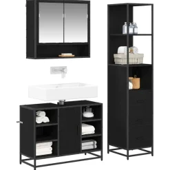 Badkamermeubelset met lade 3 pcs Bewerkt hout><noscript><img width=