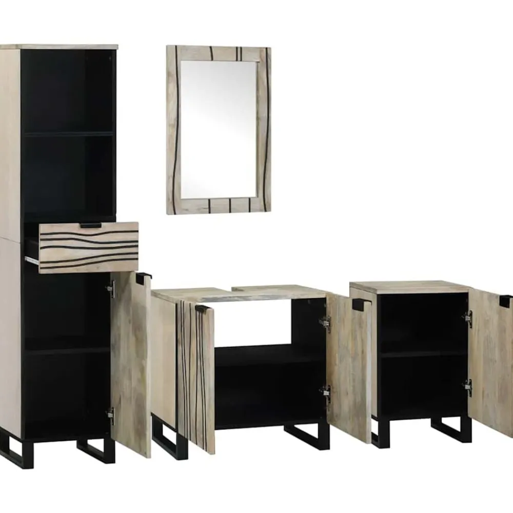 Meubelsets*vidaXL Badkamermeubelset met lade 4 pcs Bewerkt hout Walnoot bruin
