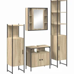Badkamermeubelset met plank 4 pcs Bewerkt hout>vidaXL Hot