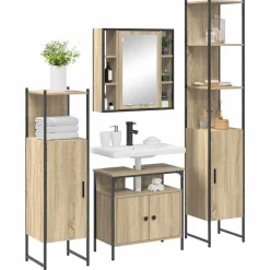 Badkamermeubelset met plank 4 pcs Bewerkt hout><noscript><img width=