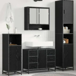 Meubelsets*vidaXL Badkamermeubelset met lade 4 pcs Bewerkt hout Zwart eiken