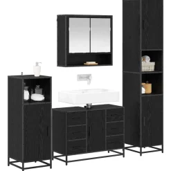 Meubelsets*vidaXL Badkamermeubelset met lade 4 pcs Bewerkt hout Zwart eiken