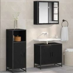 Meubelsets*vidaXL Badkamermeubelset 35 x 37,5 x 100 cm Bewerkt hout Zwart eiken