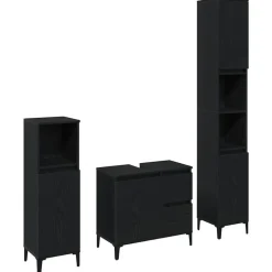 Badkamermeubelset 3 pcs Geperst Hout en Metaal>vidaXL