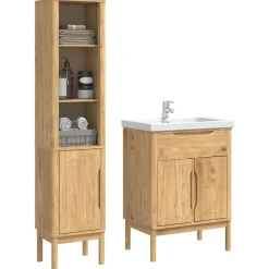 Badkamermeubelset FLORO 2 pcs Massief Vurenhout><noscript><img width=