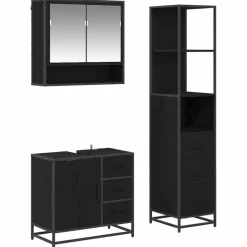 Badkamermeubelset met lade 3 pcs Bewerkt hout>vidaXL Clearance