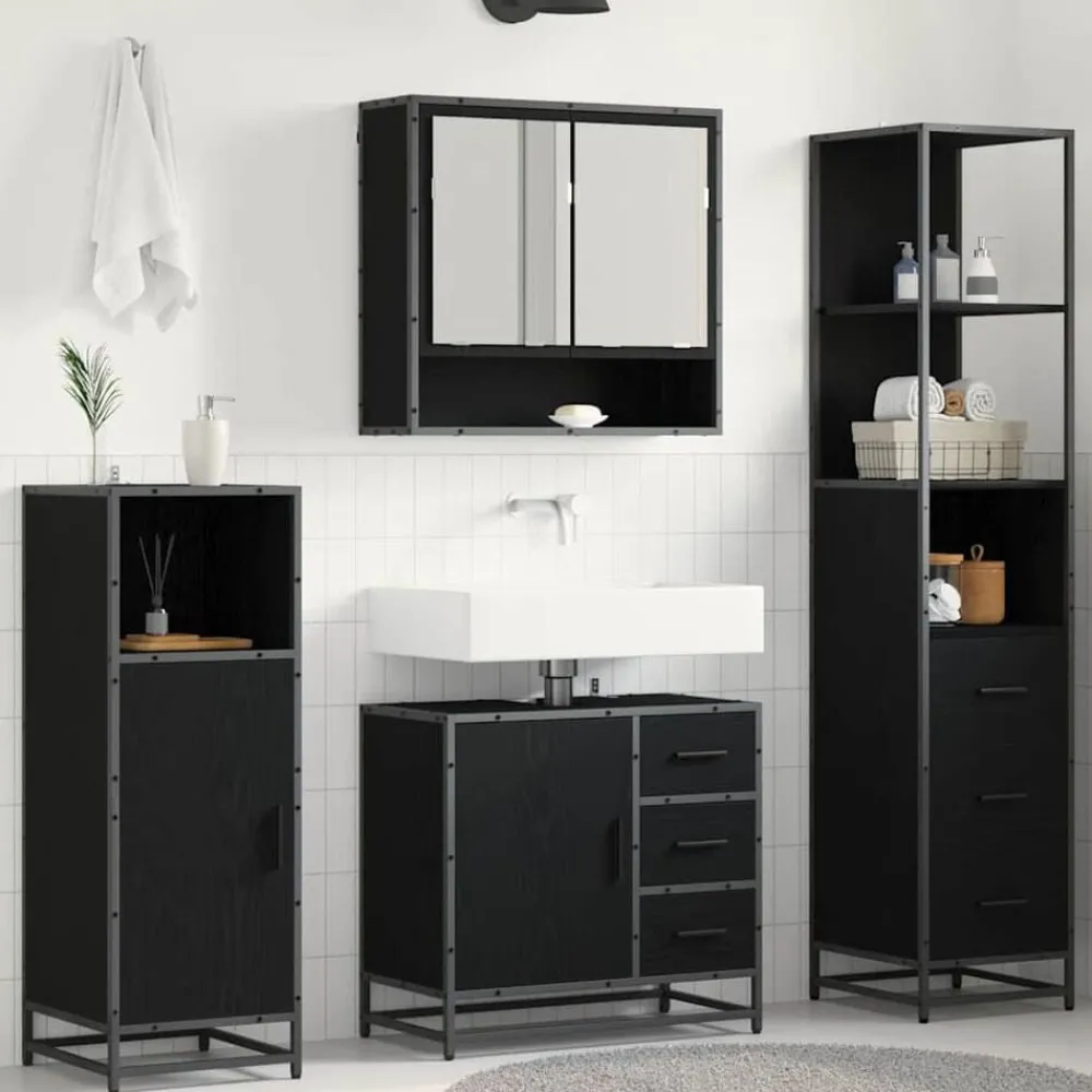Badkamermeubelset met lade 3 pcs Bewerkt hout>vidaXL Clearance