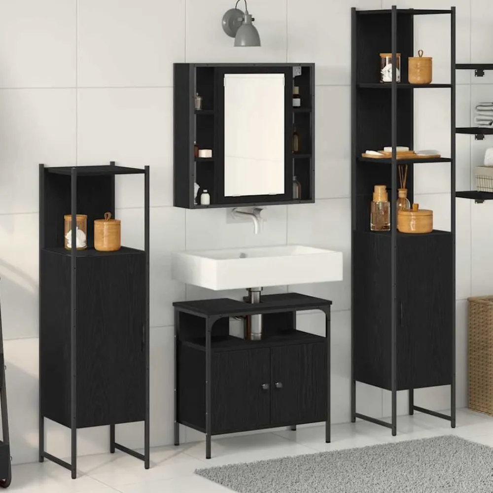 Badkamermeubelset met plank 4 pcs Bewerkt hout>vidaXL Clearance