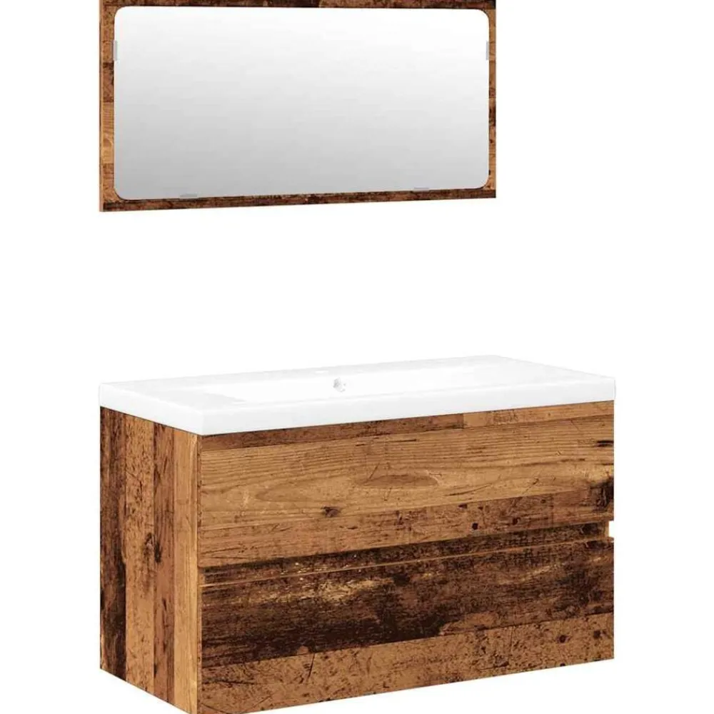 Meubelsets*vidaXL Badkamermeubelset bewerkt hout kleurig Oud hout