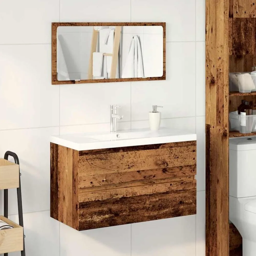 Meubelsets*vidaXL Badkamermeubelset bewerkt hout kleurig Oud hout