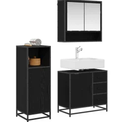 Badkamermeubelset met lade 3 pcs Bewerkt hout>vidaXL Outlet